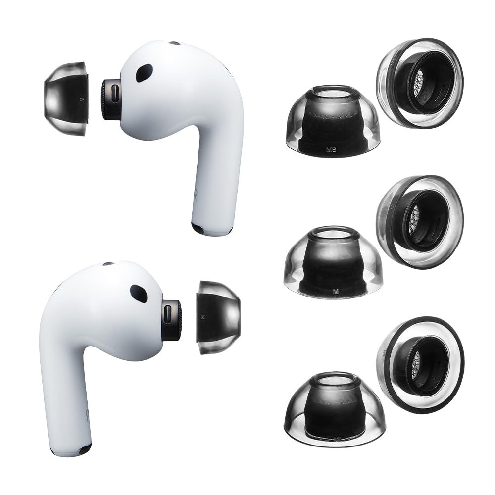 

AZLA SednaEarfit XELASTEC II AirPods Pro 3 Ear Tips Premium TPE Temperature-Responsive One-Piece Adapter Tapered Design Adjustable Thickness 12H