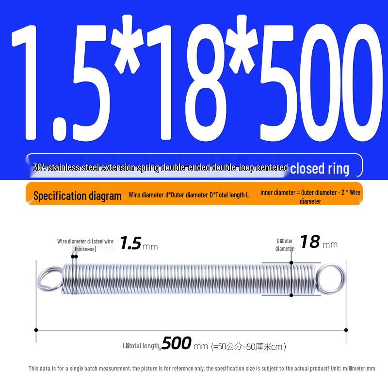 Arc de extensie din oțel inoxidabil 304 de 500 mm cu cârlige deschise și inel cu buclă dublă, personalizabil.