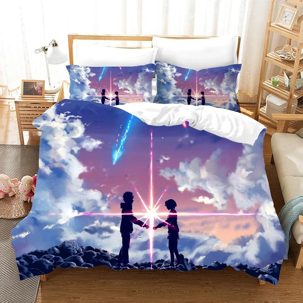 Your Name Luxury Bedding Set Japan Anime Cartoon Duvet Cover Set Comforter Bedspread Linen Twin Single Size Printed Home Textile