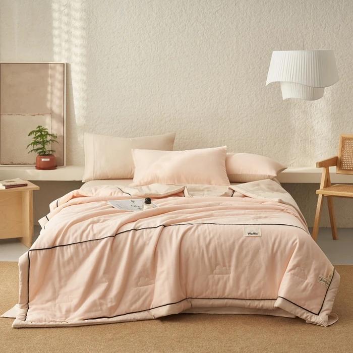 

2025 class A washed cotton cotton summer cool quilt four-piece set solid color air conditioner quilt machine washable 150x200cm 4pcs