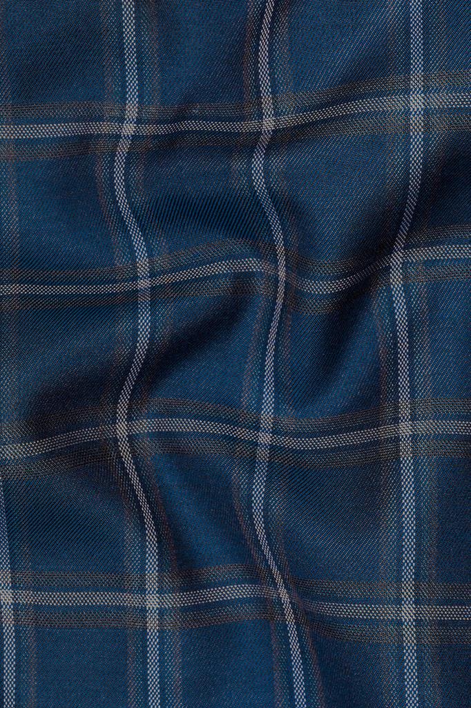 Blue Plaid Double Breasted Blazer