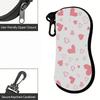 Pink Heart Pattern Soft Sunglasses Case,Portable Drawstring Eyeglasses Protective Pouch,Lightweight Travel Eyewear Bag Organizer