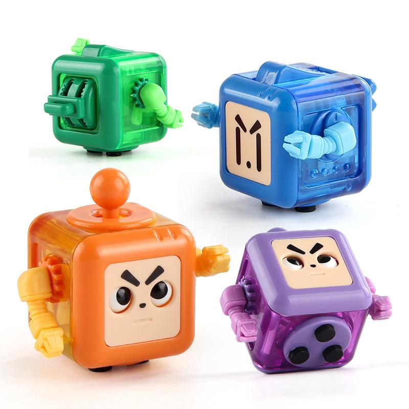Strange Decompression Dice Fingertip Spinner Cartoon Robot Rubik'S Cube Dice Decompression Toy