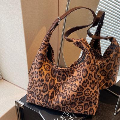 Retro Contrasting Leopard Print Tote Bag Women'S Tide Casual Large Capacity Shoulder Bag Underarm Bag