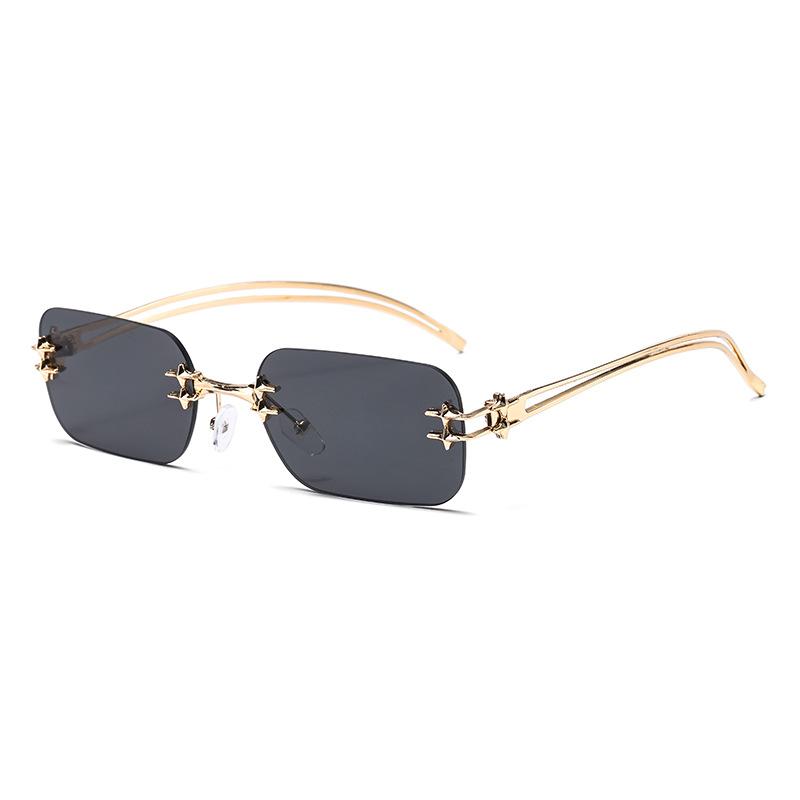 Square metal frameless sunglasses new sunglasses Internet celebrity sunglasses concave women