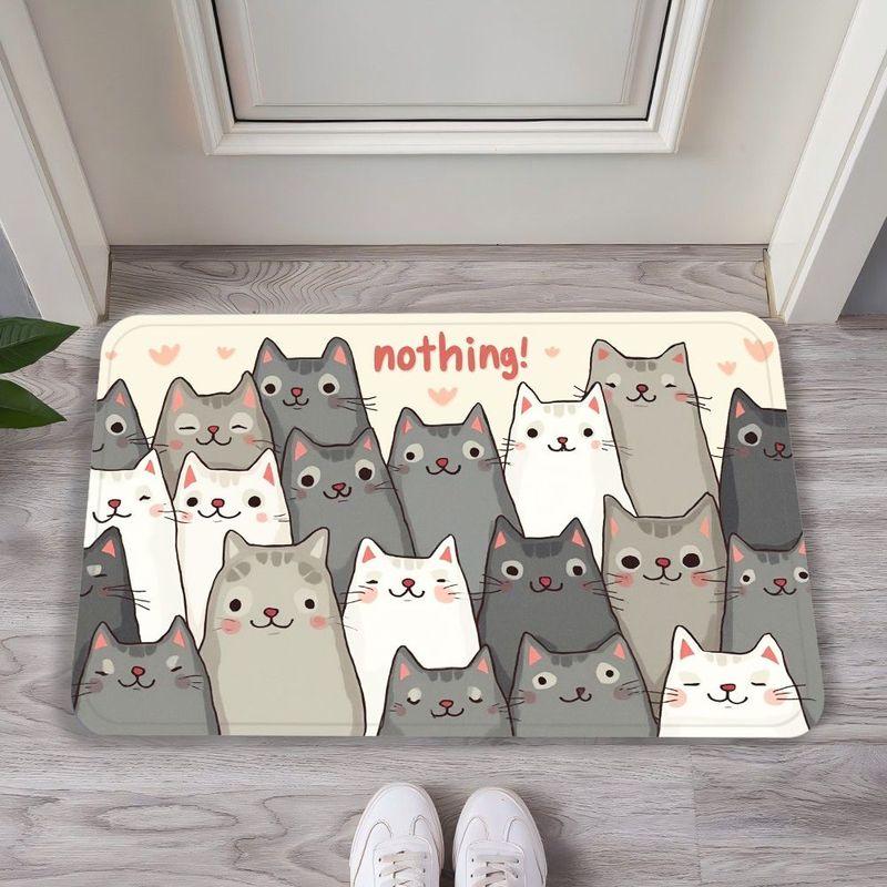 cartoon stacked kitten door mat, anti slip and absorbent running blanket, washable soft floor mat for home decoration
