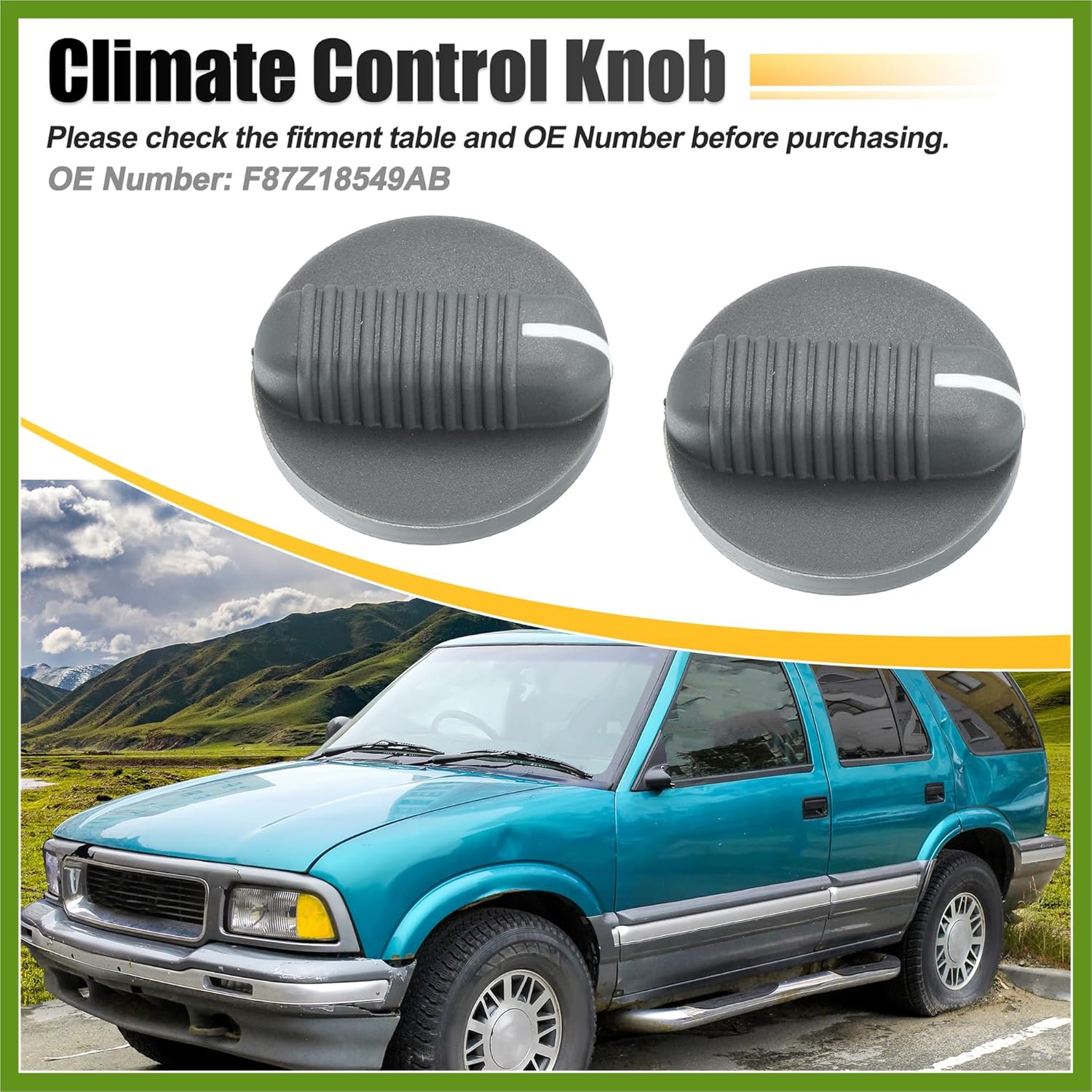 2 Pcs Temperature Climate Control Knob Switch for GMC Jimmy Sonoma for Chevy Blazer S10 1995 1996 1997 F87Z18549AB Replace Parts Vehicle Components