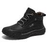 Hand-stitching Leather Men Boots Split Leather Casual Leather Shoes Men Ankle Boots
