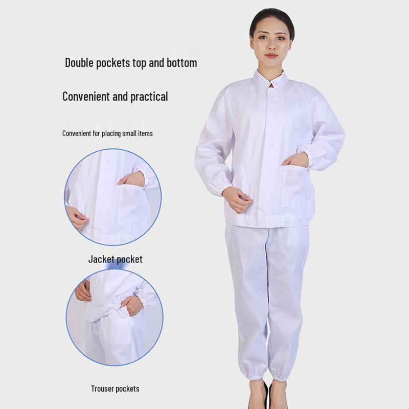 Unisex Long-Sleeved Cleanroom Workwear Set with Print and Embroidery Logo for Food Industry Hygiene