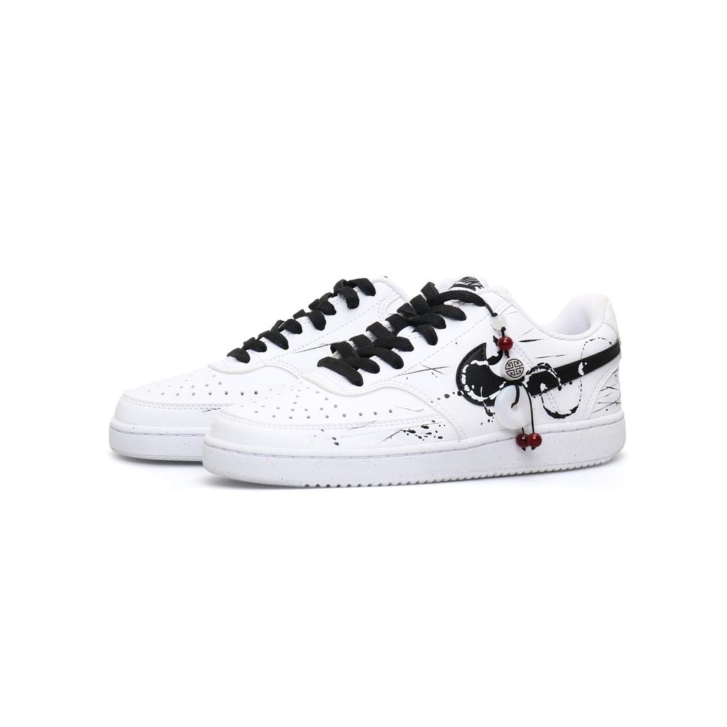 Nike Court Vision 1 Rezistente la Alunecare Rezistente la Abraziune Pantofi de Skateboard Joasă pentru Bărbați Negru Alb DH2987-101(Echipa303-)