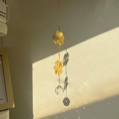 New Hanging Decoration Sun Catcher Window Art Lotus & Ginkgo Leaf Crystal Suncatcher Gift Crystal Wind Chime Garden