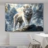 VIKAMA Nationalstil Weißer Tiger Wolkenmeer Bedruckter Wandteppich Leichter Luxus Wohnzimmer Teeraum Hintergrundteppich Heimdekoration