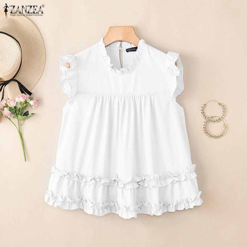 ZANZEA Canottiere Casual da Donna Girocollo Monocolore Ampi Senza Maniche