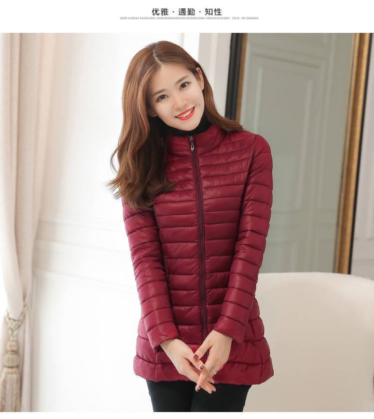 

Женская стеганая куртка средней длины и длинная осенне-зимняя новая женская легкая и тонкая стеганая куртка со стоячим воротником XXXXL бордовый