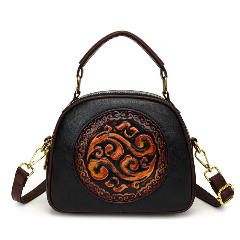 Retro Print Soft PU Leather Shoulder Crossbody Bags for Women Luxury Purses and HandBags Designer Women Bag Ladies Messenger Sac