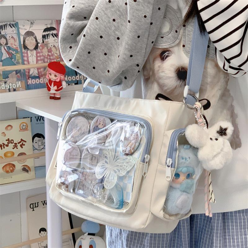 Stylish Transparent Versatile Shoulder Bag Women Fashion Crossbody Bags Large Capacity Simple College School Messenger Bag