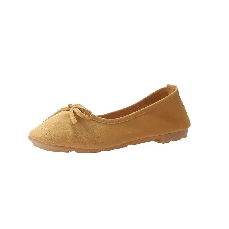 Fashion Shoes for Women Kawaii with Bow Green Ballet Cute Round Toe Woman Footwear E Non Slip Comfortable and Elegant Trend Lastest Shoe