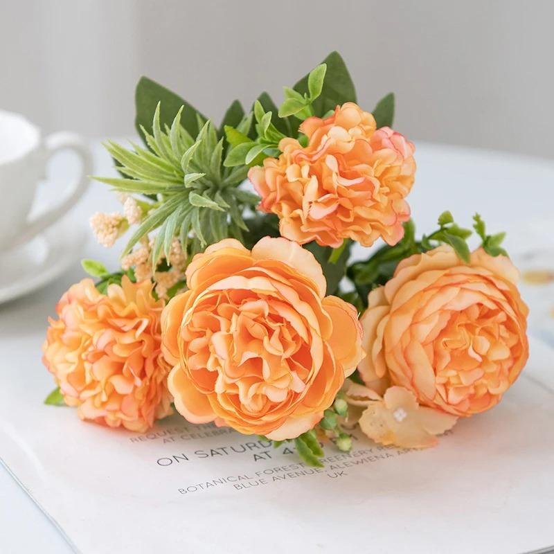 1PC Fall Artificial Peony Flowers Silk Hydrangea Rose Living Room Home Vase Garden Wedding Bridal Bouquet Diy Party Decoration