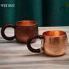 Handcrafted Vintage Copper Breakfast Coffee Mug,Thickened Hammer Texture Moscow Water Mule 200 Ml Tea Cup,Woven Handle Tableware