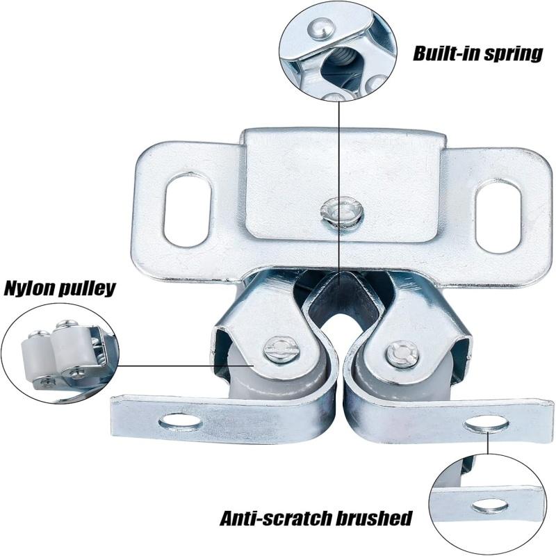 2-10 Sets Cabinet Latches Double Roller Catch Door Stop Closer Stopper Damper Buffer for Wardrobe Hardware Furniture Accessories
