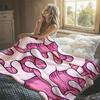 Pink Abstract Blob Flannel Blanket Warm Soft Halloween Christmas Decorative Couch Warm Cozy All-Season Gift