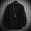 Men's Autumn And Winter Trendy Simple Solid Color Round Neck Loose Casual Long Sleeved Shirt