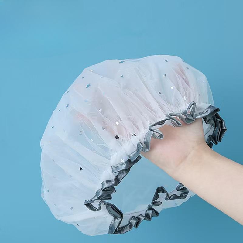 

Водонепроницаемая двухслойная шапочка для душа из полиэстера и хлопка для женщин