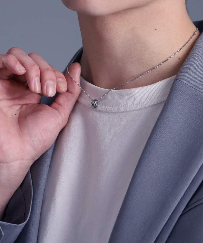 Wave Double Ring Surgical Stainless Direct Silver [Lion Heart] Necklace, Steel, Men's, Sale,