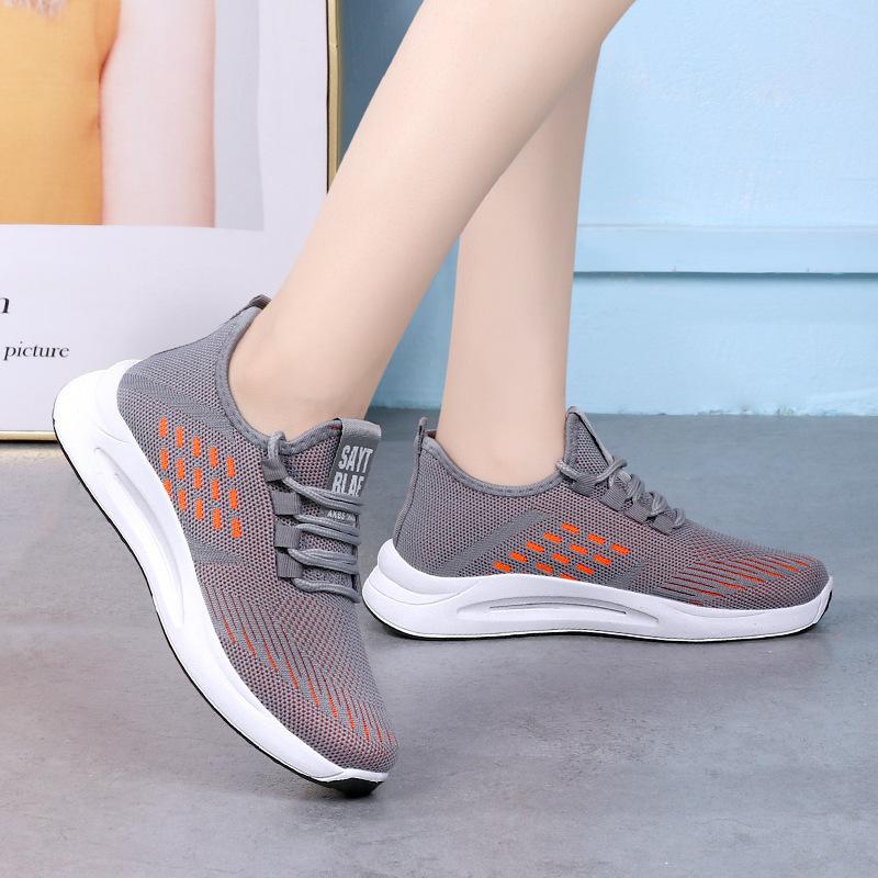 Women's shoes sports shoes breathable casual soft-soled single shoes autumn fly-woven mesh shoes student running shoes women