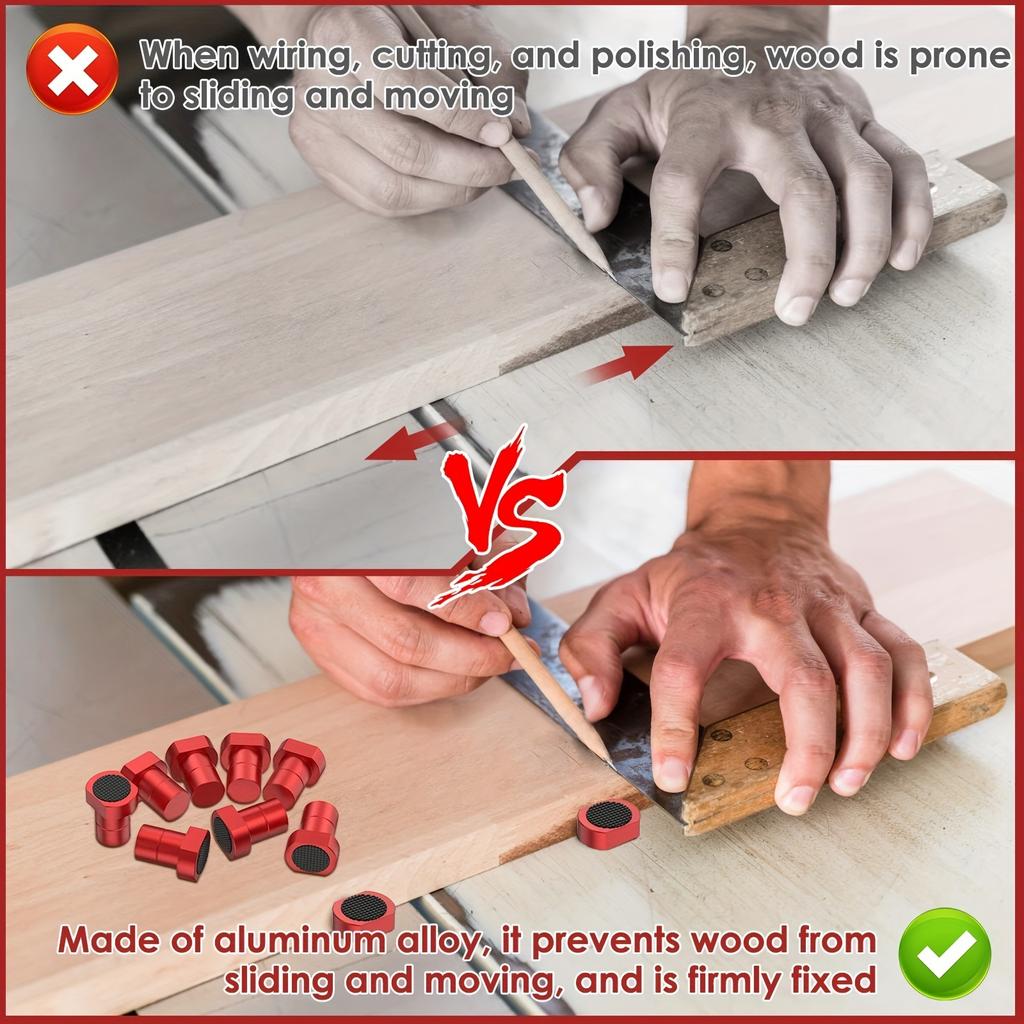 [8Pcs Aluminum Bench Dogs Stops] 8Pcs Aluminum Alloy Bench Dogs with Silicone Gaskets, 19mm Diameter Woodworking Bench Stops for Clamp Workbench