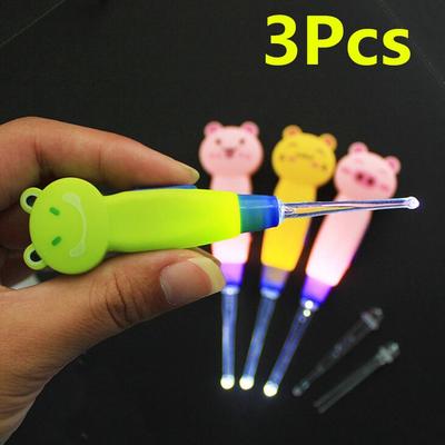 3 Stuks/Set Kind Schoonmaakgereedschap Oorsmeer met Licht Lepel LED Cartoon Babyverzorging Oren Lepel Graven Lichtgevend