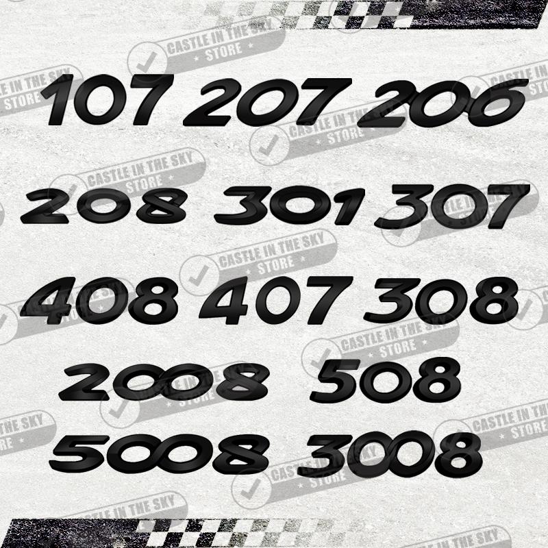 3D For Peugeot 107 207 206 208 301 307 408 407 308 2008 5008 3008 508 Glossy Black Car Sticker Emblem Metal Rear Badge Decal MM35