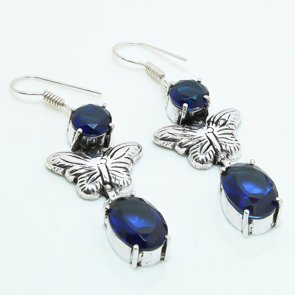 

Iolite Gemstone Handmade Fashion Drop Dangle Jewelry Earrings 2.50 r1u27