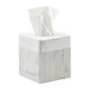 Tissue Box Cover Square Resin Tissue Holder for Home Decor, Hand Poured Marble Tissue Box Holder, 5 X 5 X 5.5 Inches, Wh