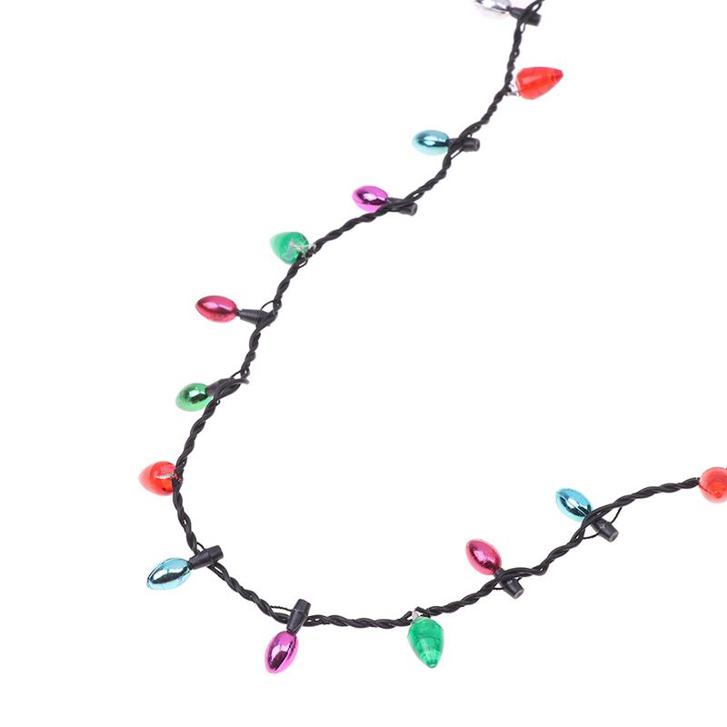 Light Glowing Led Necklace Flashing Light-Up Blinking Christmas Lights Costume Necklace 8 Led Bulbs Glow Props Party Supply