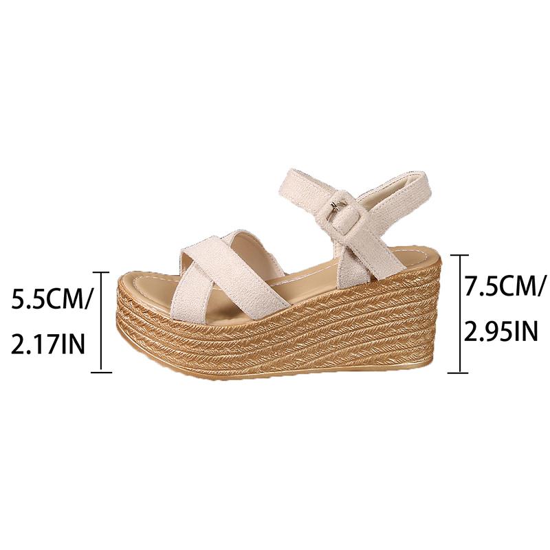 Fashion Cross Band Chunky Platform Sandals Women Fashion Ankle Strap High Heel Sandals Woman 2025 Summer Thick Bottom Wedges Sandalias