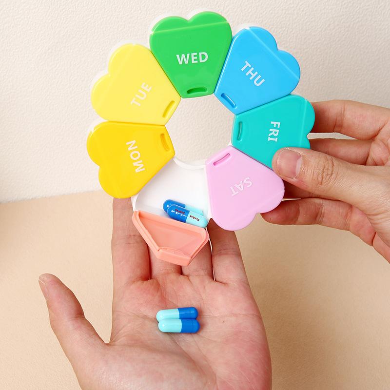 7 Day Round Eco-friendly Pill Box Portable Travel Vitamin Medicine Container Organizer for Gift Giving