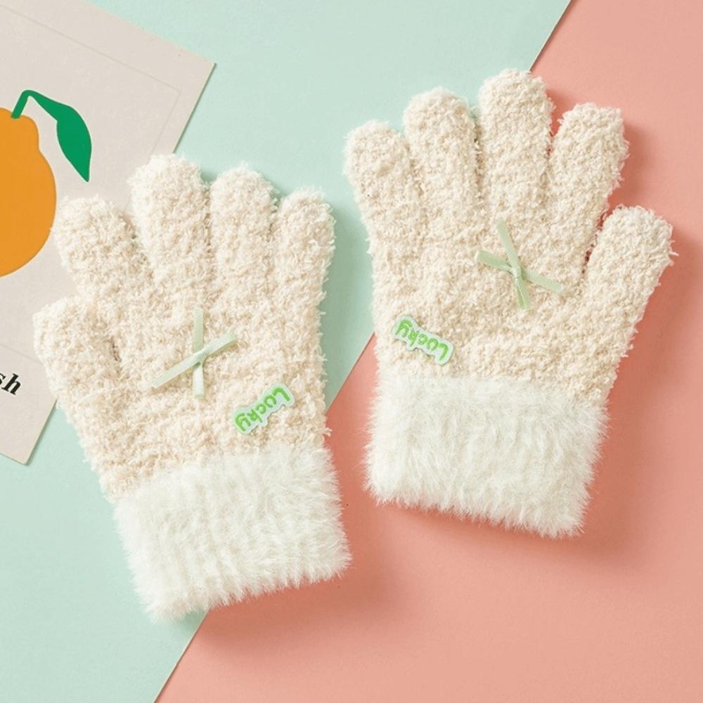 Warm Cuffs Children's Knit Gloves Soft Full Finger Mittens Kids Winter Gloves Winter Daily Wear