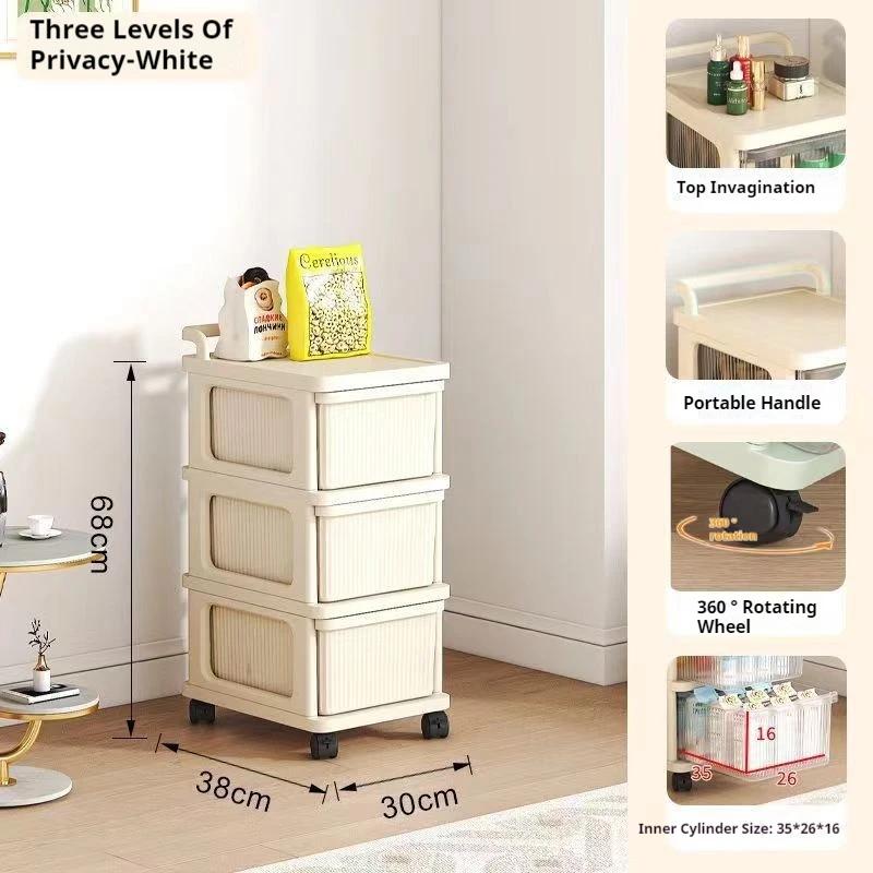 Transparent Multilayer Trolley Storage Shelf Drawer-Type Rolling Storage Cart With Handle Mobile Cosmetics Snack Storage Rack