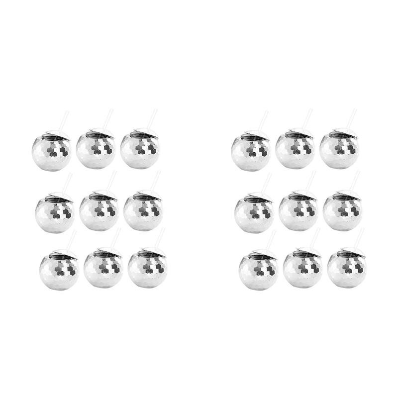 AT21-18 PCS Disco Ball Cups, 20 OZ Disco Cups With Straws And Lid, Reusable Flash Ball Tumbler Cocktail Cup For Partys Bar
