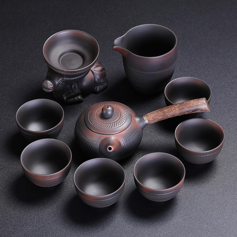Purple Pottery Kung Fu Tea Set Household Purple Sand Brewing Teapot Teacup Tea Sea Tea Set Set High-End Business Gifts