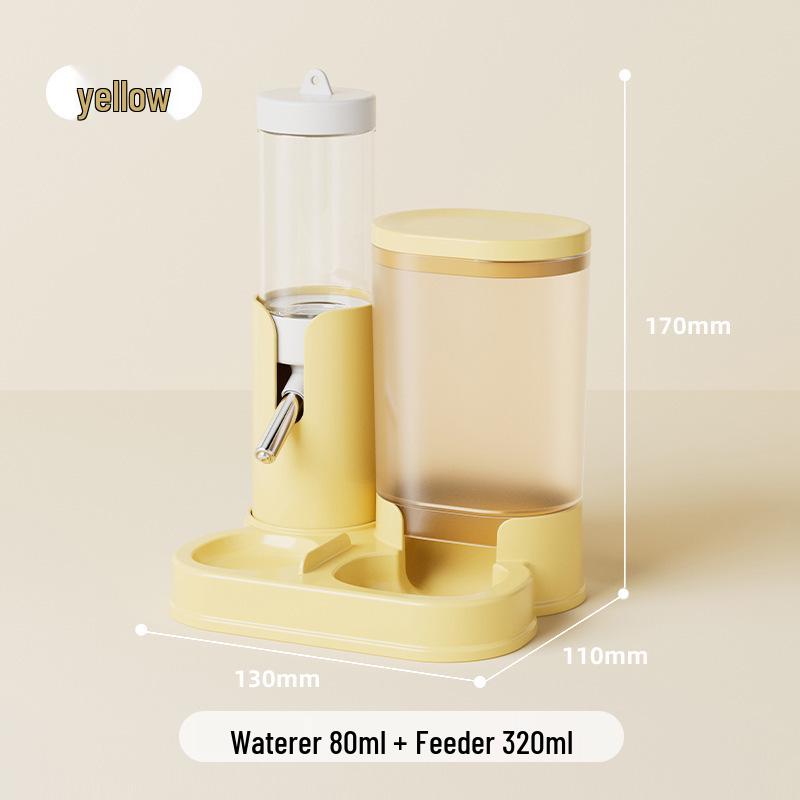 Hamster Smart Feeder & Waterer Combo - Large Capacity Automatic Feeder with Roller Ball Water Bottle, Dry & Wet Separation жёлтый
