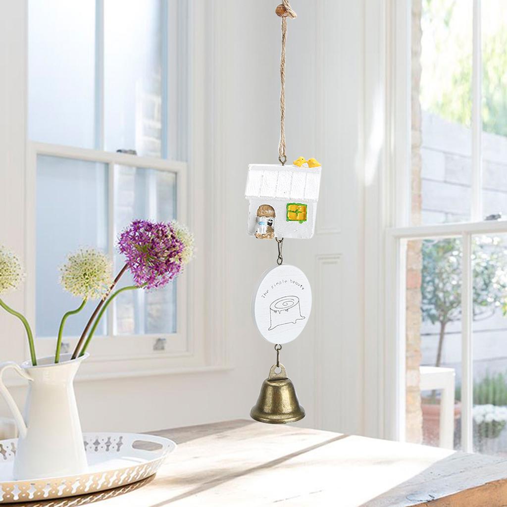Cute Wind Chimes Bell Ornament with Resin House Decor for Garden Window Courtyard DecorationType B White