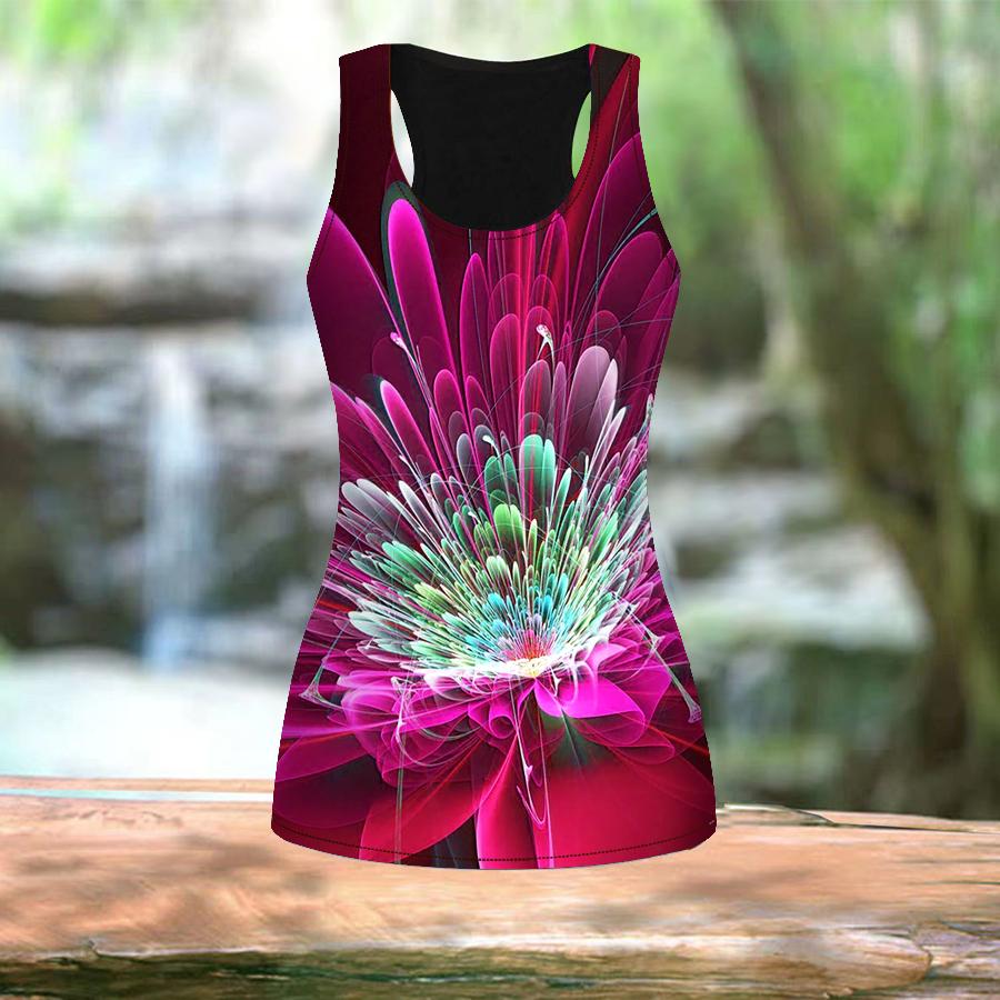 3D Crystal Lotus Print Women Workout Yoga Gym Printed Summer Sport Shirts Plus Size Vests