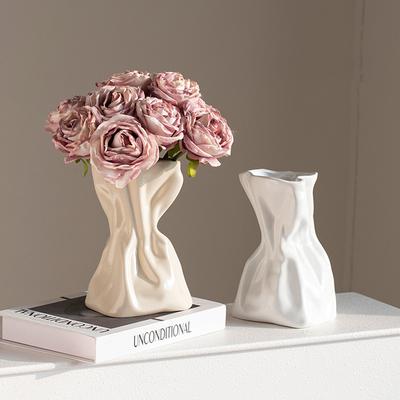 Folding Shell Creative Vase Vinyl Desktop Decor Flower Arrangement Vase Dried Flower Hydroponic Vase Folded Entrance Ornament