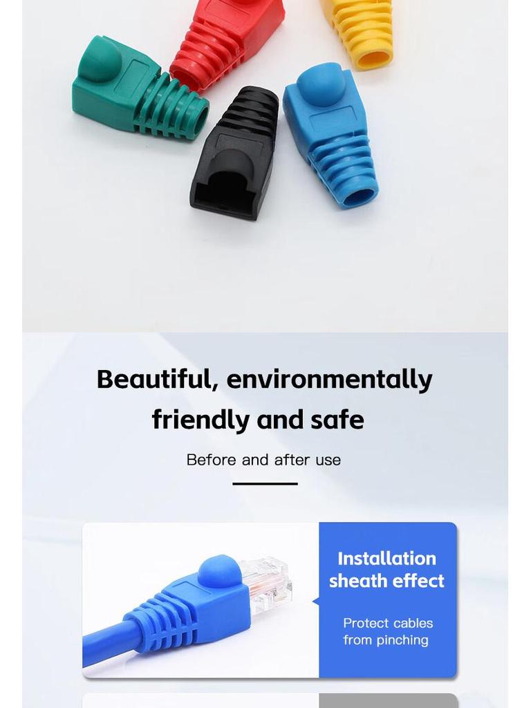 Protetores de Cristal de Rede RJ45 Coloridos, Cat 6, Pacote de 1000, Opcional em Dez Cores