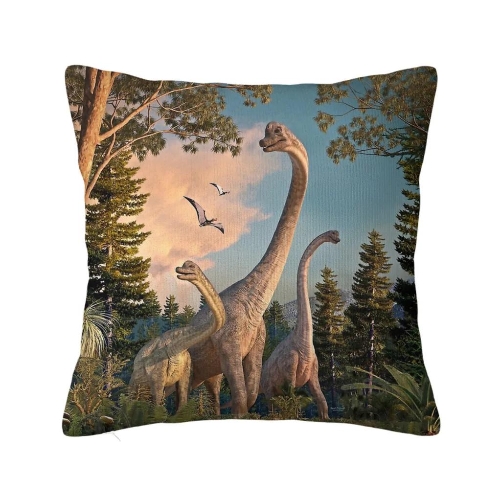 Brachiosaurus Walk Hug Pillowcase  Dinosaurs Backpack Cojines Garden DIY Printed Office Coussin Covers Decorative