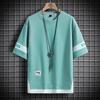 Men's Short-sleeved T-shirt Fake Two-and-a-half-sleeved Summer Loose-fitting Clothes