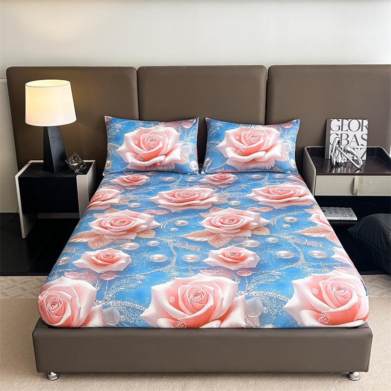 Cyfrowy nadruk kwiatowy 5D Zestaw poszewek na kołdrę z poszewkami na poduszki i prześcieradłem (Wielu rozmiarów)