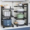 Multi-Layer Stainless Steel Pot Rack for Under-Sink Kitchen Storage